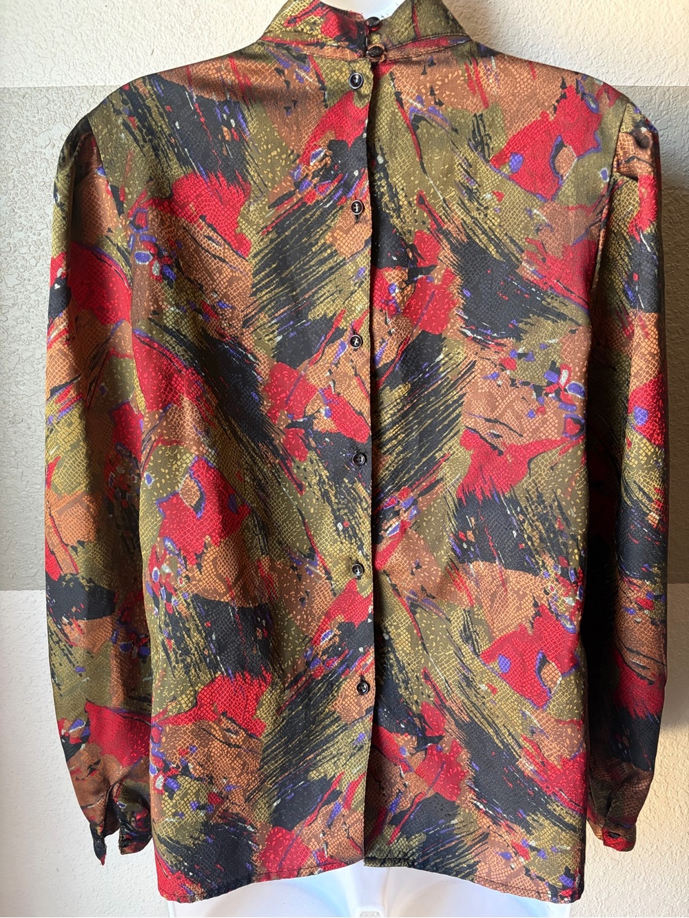 Vintage Eva Laurel New York Women’s 12 Long Sleeve Blouse Abstract 1980’s Cowl - Picture 6 of 9